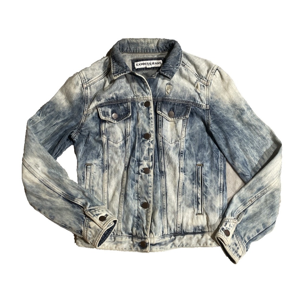 Vintage Denim Jacket Acid Wash Distressed Limited Express EXP 1980's Sz Small